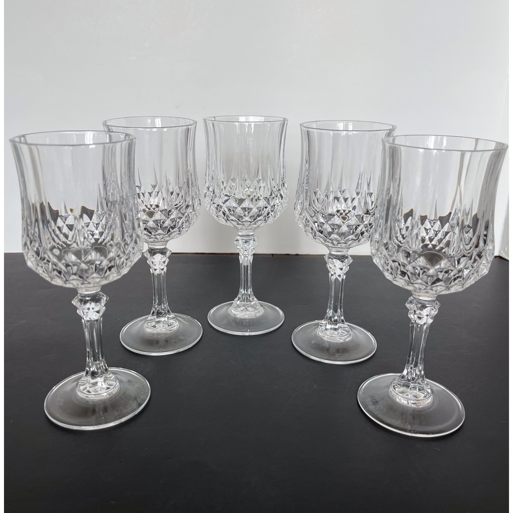 Cristal D’Arques French Wine Glasses Longchamp Pattern 1978